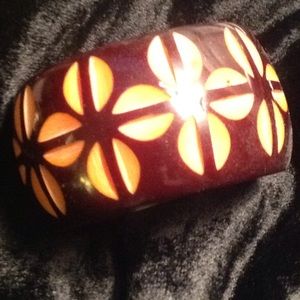 Orange and black bangle bracelet